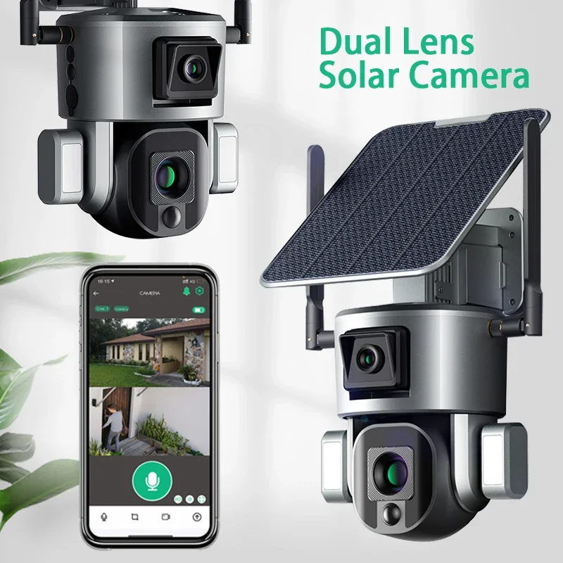 Home Security Cameras Uk - 4G Wireless Solar Camera Dual Lens