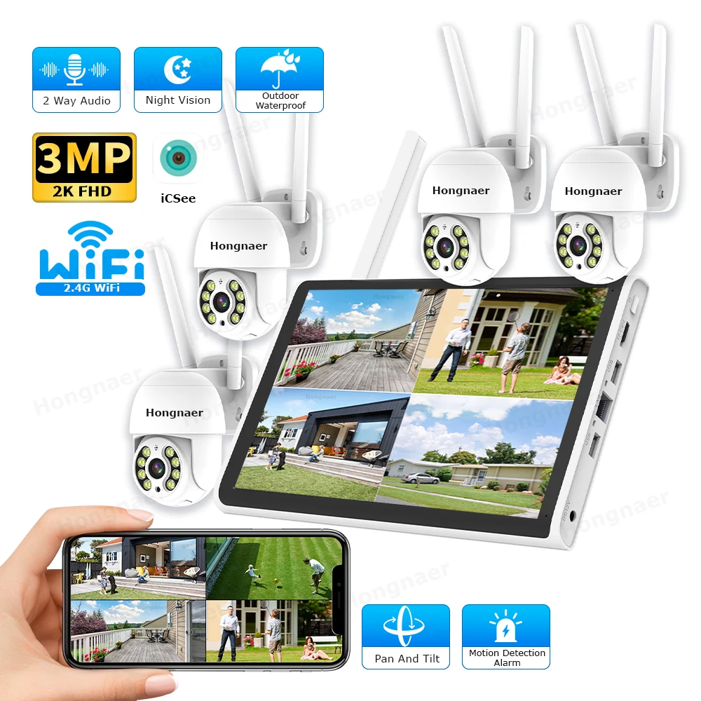 2026 Hongnaer 3MP 4 Channel Wi - огляд і ціна Home Security Kit With Camera