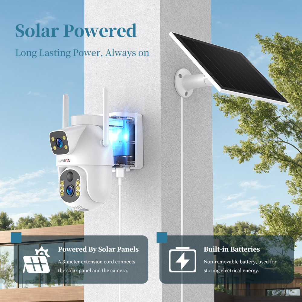 LS VISION Dual-Lens Solar Secu - огляд і ціна Home Security Cameras Uk